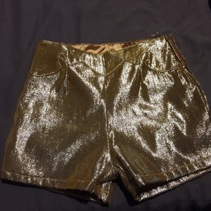 High Waisted Rockabilly gold lame shorts